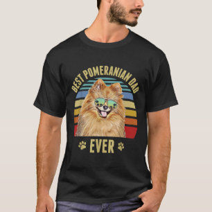 T-shirt Pomeranian Meilleur Chien Papa Jamais Rétro Sunset