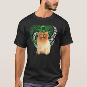 T-shirt Pomeranian Paws Lucky Heart Patrick's Day Love