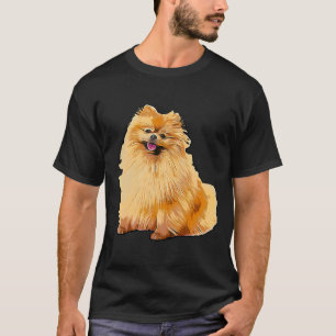 T-shirt Poméranie colorée assis Poméranien Spitz