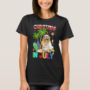 T-shirt Poméranien à Santa Hat Lunettes de soleil Noël dan