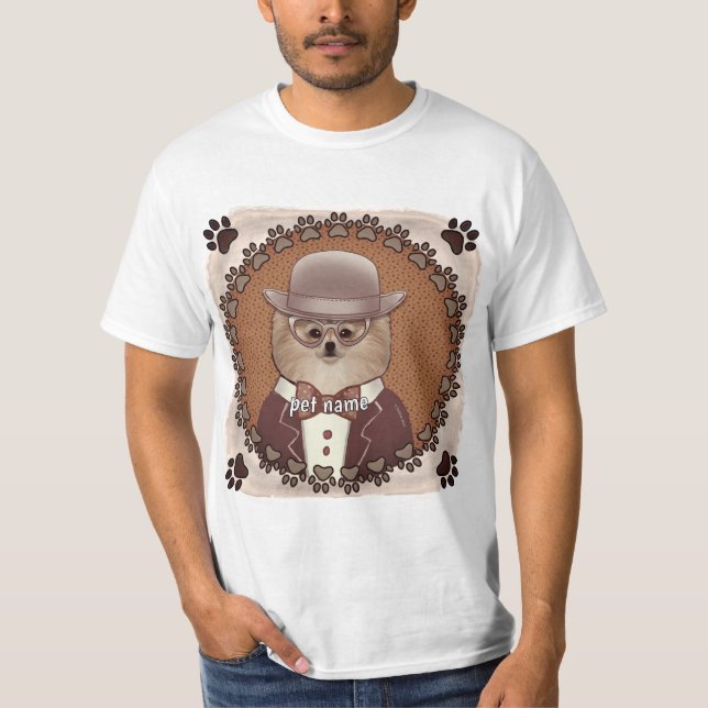 T-shirt Poméranien avec lunettes (Devant)