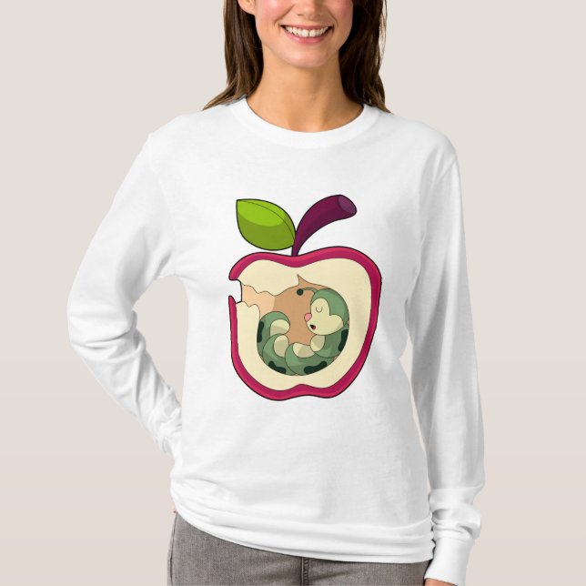 T-shirt Pomme à bec à chenille (Devant)