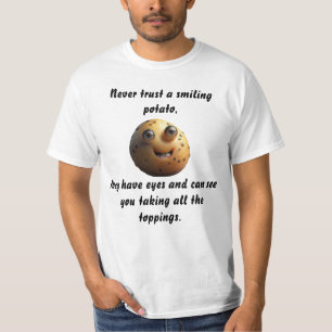 T-shirt Pomme de terre souriante drôle motif de chemise de