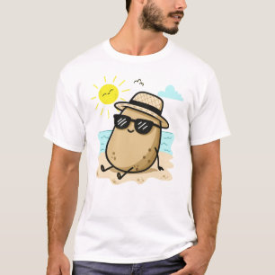 T-shirt Pomme de Terre sur la Plage Ambiance Estivale