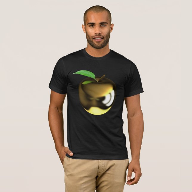 T-shirt Pomme dorée avec feuille brillante métallique (Devant entier)