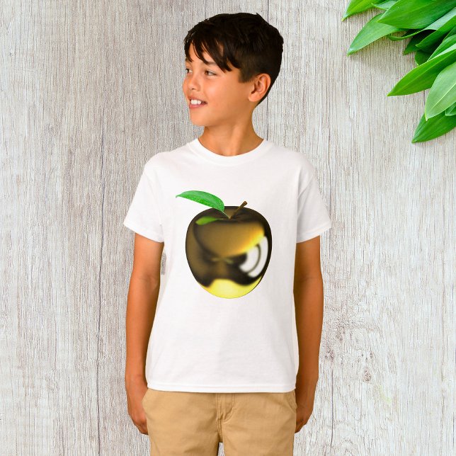 T-shirt Pomme dorée avec feuille brillante métallique (Créateur téléchargé)