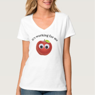 T-shirt Pomme rouge drôle avec yeux de googly