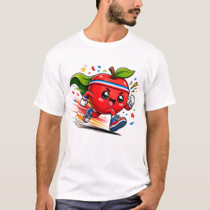 T-shirt Pomme Rouge Super Mascotte de Fitness en Dessin An