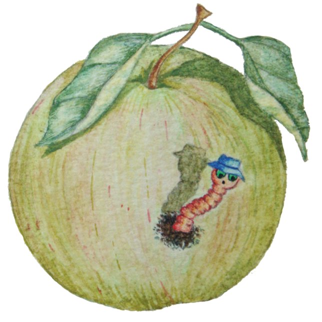 T-shirt Pomme verte avec maggot drôle en casquette illustr (Créateur téléchargé)