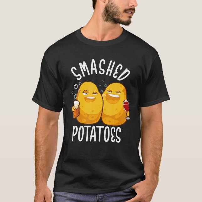 T-shirt Pommes De Terre Drôle Consommées Boire Bière Et Vi (Devant)