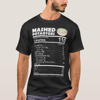 T-shirt Pommes de terre écrasées Faits nutritionnels Drôle