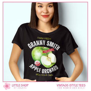 T-shirt Pommes Vertes de Style Rétro aux Fruits