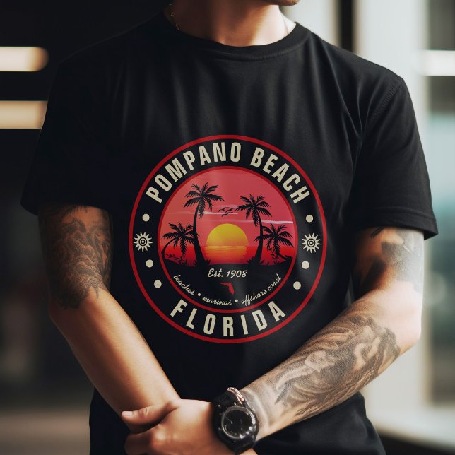 T-shirt Pompano Beach Floride Retro Sunset Souvenir 80s (Créateur téléchargé)