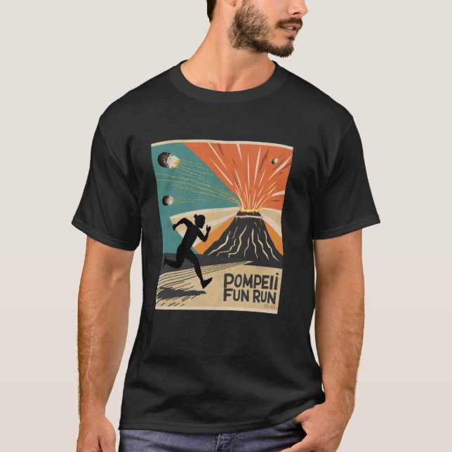 T-shirt Pompéi 79 AD amusant Run Volcano Lover (Devant)