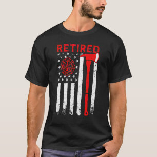 T-shirt Pompier à la retraite Thin Red Line Hache Drapeau