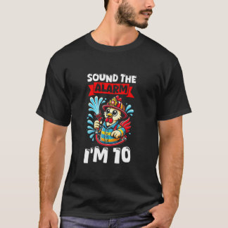 T-shirt Pompier à poulet Pompier pompier Enfants 10e anniv