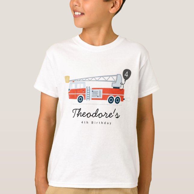 T-shirt Pompier Anniversaire Boy Party tenue Camion (Devant)