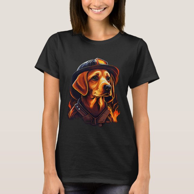 T-shirt Pompier Chien Pompier Casque Pompier Chien Chien G (Devant)