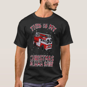 T-shirt Pompier de Noël Pyjama Camion Feu Funny Fir
