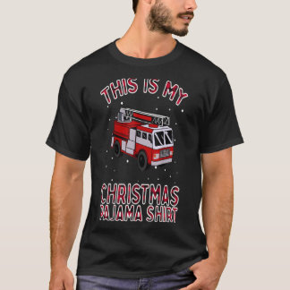 T-shirt Pompier de Noël Pyjama Camion Feu Funny Fir