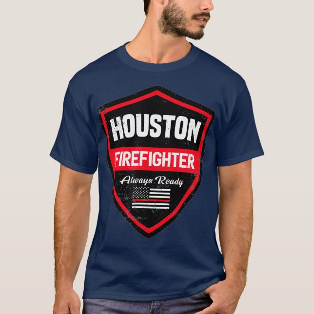T-shirt Pompier de Secourt de Houston Premier répondeur (Devant)