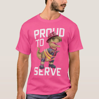 T-shirt Pompier Dinosaur T Rex Flames de combat