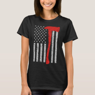 T-shirt Pompier Drapeau Américain Ax Mince Red Line Patrio