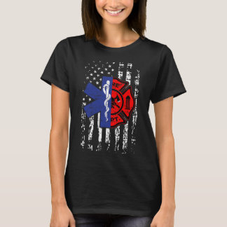 T-shirt Pompier EMT Pompier EMT Drapeau américain Cadeau