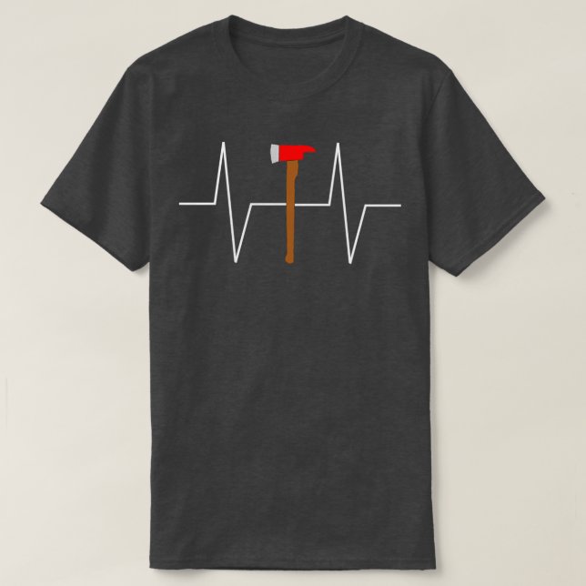 T-shirt Pompier Fire Ax Heartbeat EKG Pulse T (Design devant)