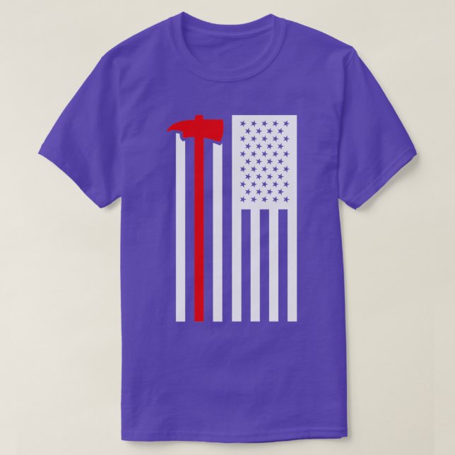 T-shirt Pompier Fireman Drapeau Américain Mince Fighter (Design devant)