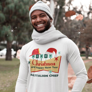 T-shirt Pompier Joyeux Noël Bonne année Rétro