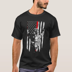 T-shirt Pompier Mince ligne rouge Us Drapeau Américain Pat