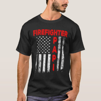 T-shirt Pompier Papi America Drapeau Fête des Pères Vintag