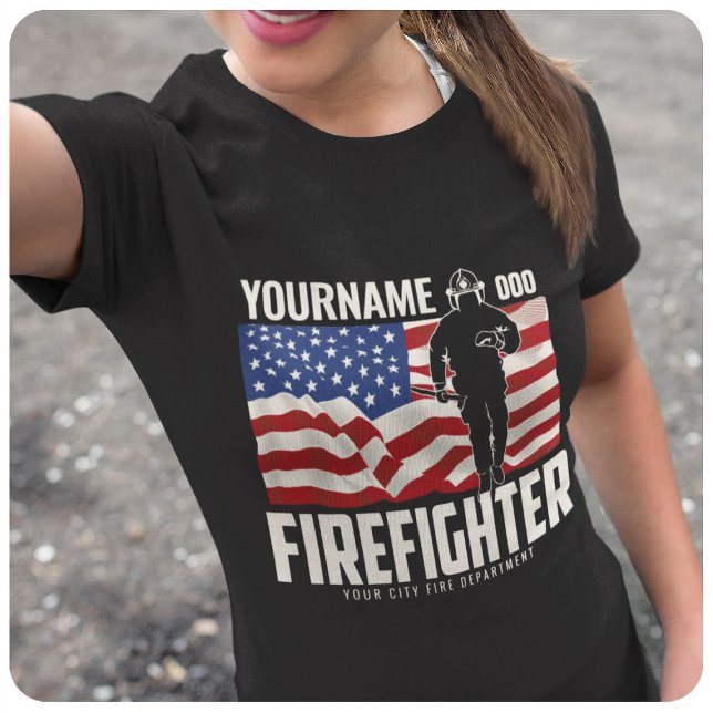 T-shirt Pompier personnalisé Secourir USA Drapeau Patrioti (Créateur téléchargé)