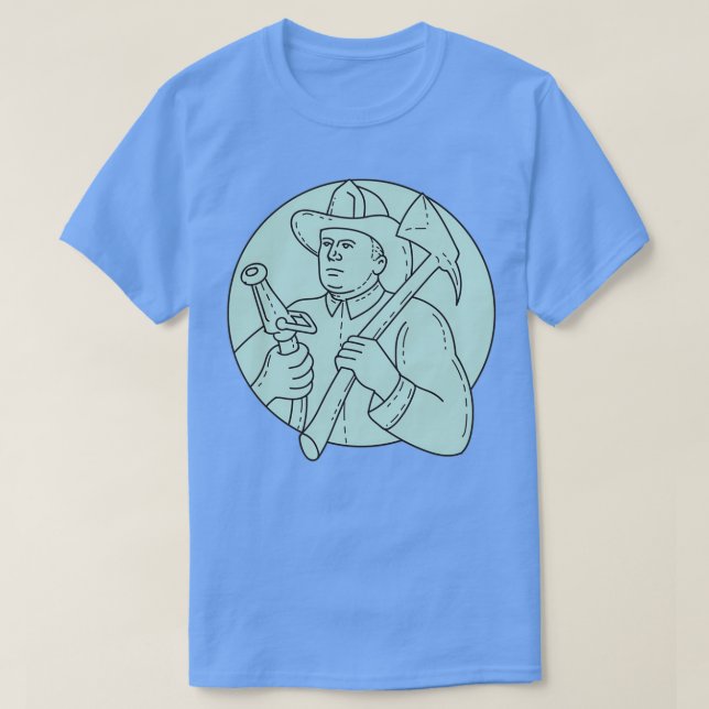T-shirt Pompier pompier Ax Hose Circle Mono Line Clas (Design devant)