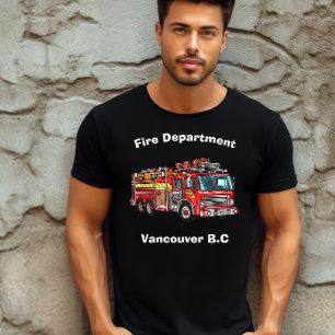 T-shirt Pompier prêt par camion de pompiers