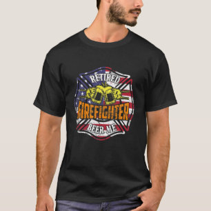 T-shirt Pompier Retraité Beer Me For USA Fireman Flag