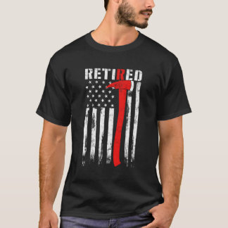 T-shirt Pompier Retraité Mince Ligne Rouge Ax American Fla