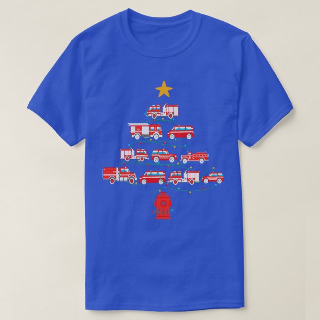 T-shirt Pompier sapin de Noël Service des incendies Emerge (Design devant)