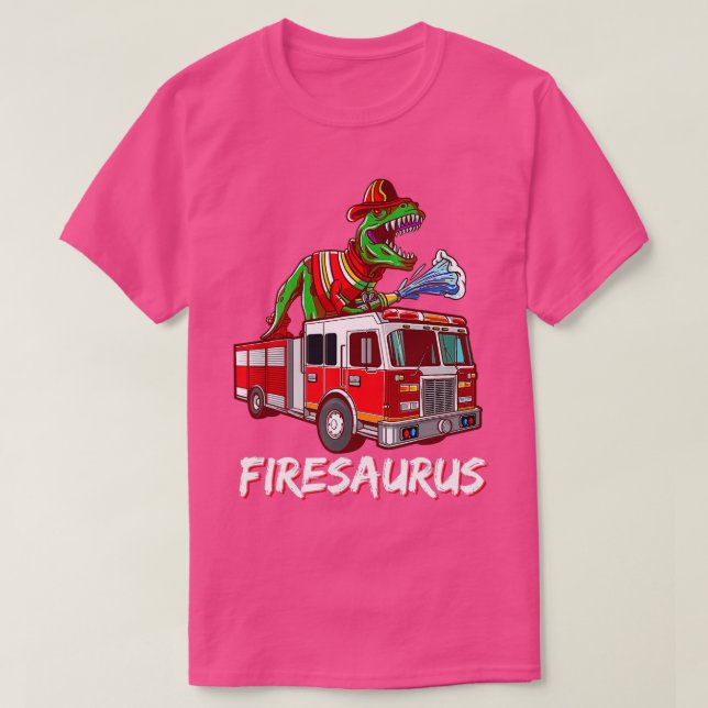 T-shirt Pompier Saurus Camion pompier Dinosaure T R (Design devant)