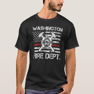 T-shirt Pompiers de Washington Mince ligne rouge