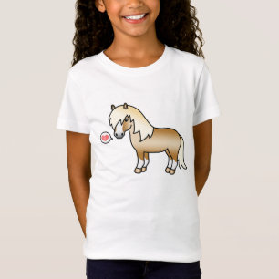 T-Shirt Poney Shetland Palomino & Un Cœur Rose Montrant L'