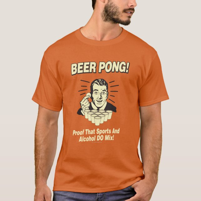 T-shirt Pong de bière : Preuve d'alcool et mélange de spor (Devant)