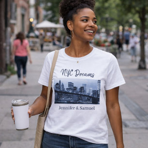 T-shirt Pont de Brooklyn Iconique NYC Rêves Couples Romant