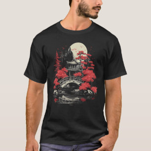 T-shirt Pont du jardin japonais Graphique du coucher de so