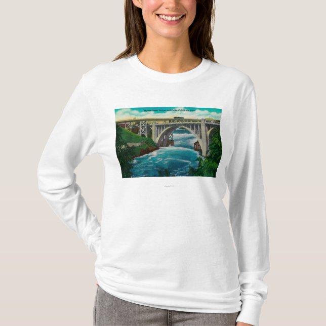 T-shirt Pont et automnes en rue de Monroe sur la rivière (Devant)