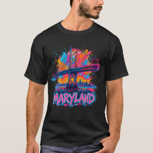 T-shirt Pont Maryland Aquarelle Urbain Souvenir Art