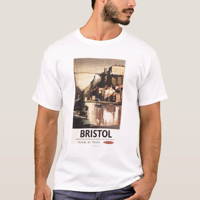 T-shirt Pont suspendu et bateaux de Clifton (Devant)