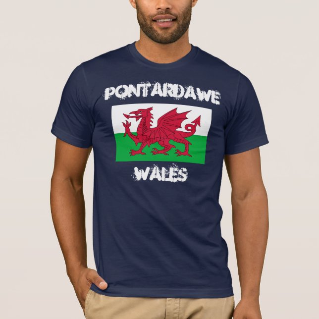 T-shirt Pontardawe, Pays de Galles avec drapeau gallois (Devant)
