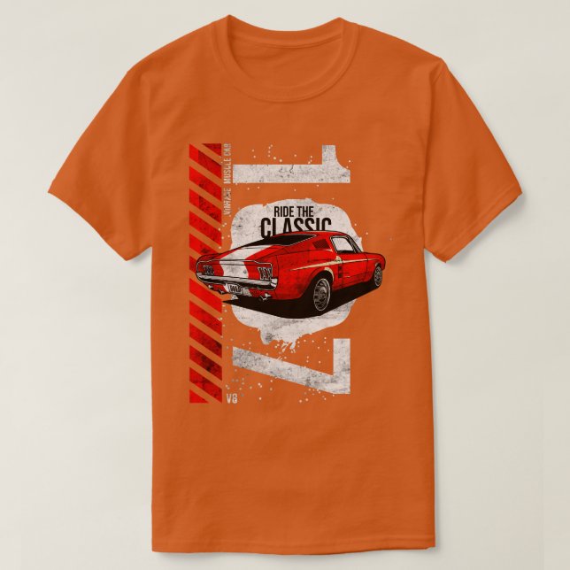 T-shirt Pony Mustang, Patriotique Américain V8 1967 (Design devant)